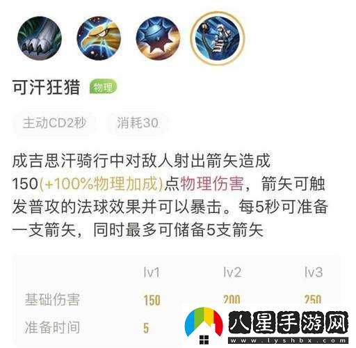 成吉思汗技能可汗狂獵最大儲存使用次數(shù)