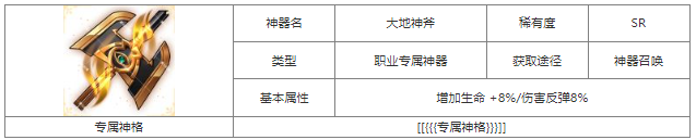 第七幻域大地神斧神器屬性具體一覽